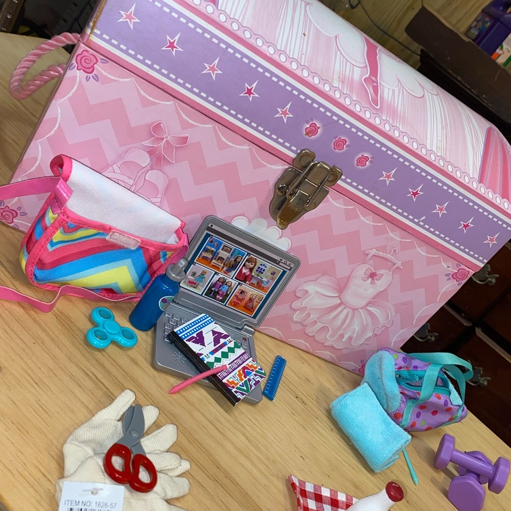 American girl doll accessories with pink Ballet-Themed Toy Chest.